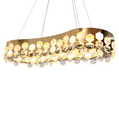 Cressida LED Chandelier, Stainless Steel, 80×3×80cm - Solitaire Gold-نجفة ليد كريسيدا، استانلس ستيل، 80×3×80 سم - سوليتير ذهبي