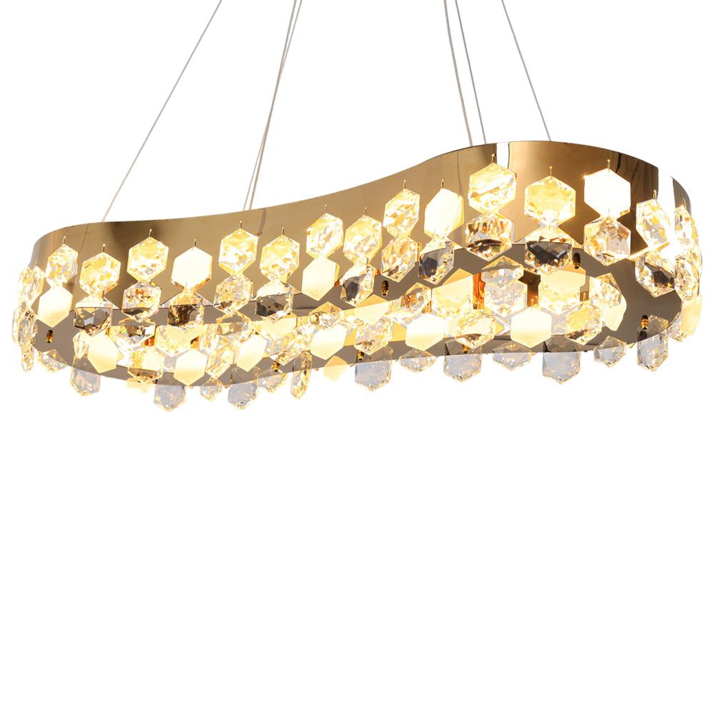 Cressida LED Chandelier, Stainless Steel, 80×3×80cm - Solitaire Gold-نجفة ليد كريسيدا، استانلس ستيل، 80×3×80 سم - سوليتير ذهبي