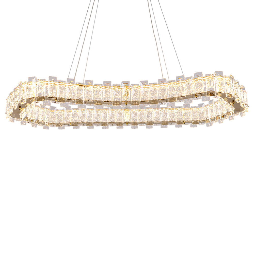 Lunessa LED Chandelier, Stainless Steel, 50×60cm - Solitaire Gold-نجفة ليد لونيسا، استانلس ستيل، 50×60 سم - سوليتير ذهبي