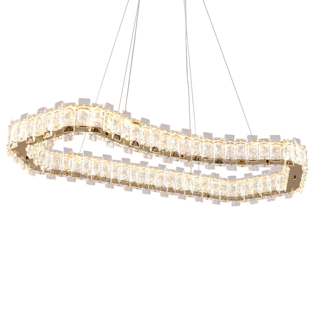 Lunessa LED Chandelier, Stainless Steel, 50×60cm - Solitaire Gold-نجفة ليد لونيسا، استانلس ستيل، 50×60 سم - سوليتير ذهبي