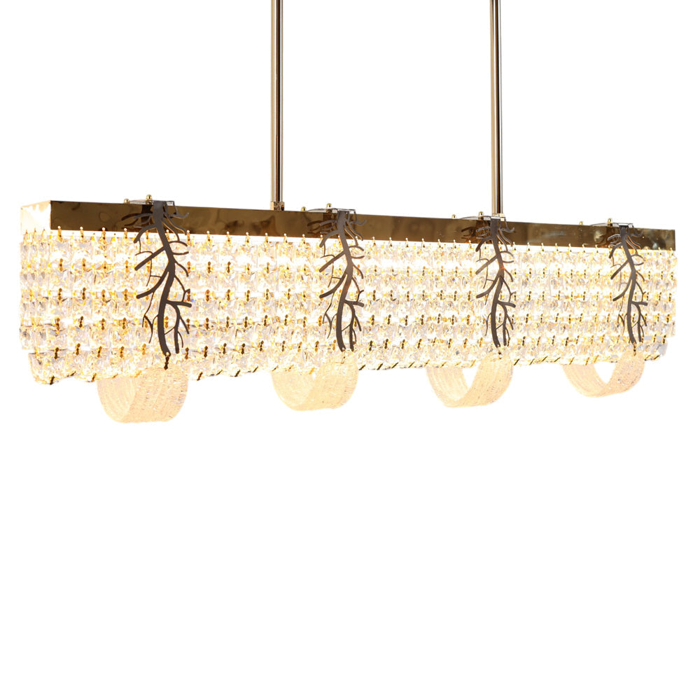 Lunette LED Chandelier, Stainless Steel, 100×15×70cm - Solitaire Gold-نجفة ليد لونيت، استانلس ستيل، 100×15×70 سم - سوليتير ذهبي