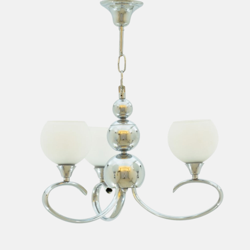 نجفة بولسو ثلاثية الإضاءة مطلية بالكروم