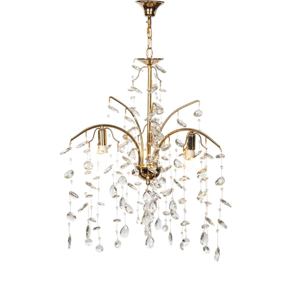 Willow Chandelier, 3 Lights, Metal, 45×68cm - Solitaire Gold-نجفة ويلو، 3 لمبة، معدن، 45×68 سم - سوليتير ذهبي