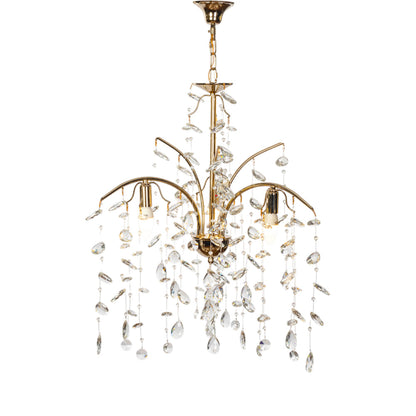 Willow Chandelier, 3 Lights, Metal, 45×68cm - Solitaire Gold-نجفة ويلو، 3 لمبة، معدن، 45×68 سم - سوليتير ذهبي
