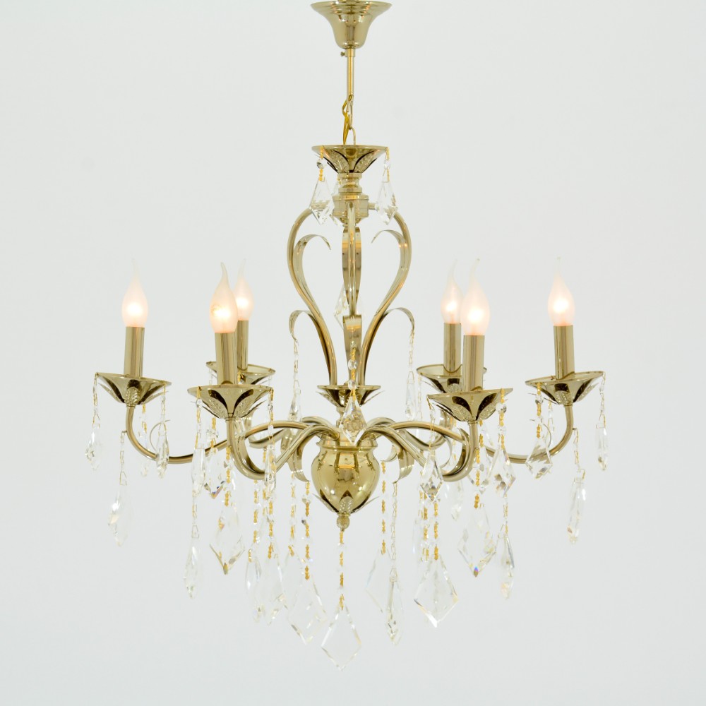 Butterfly Chandelier, 6 Lights, Metal, 65×80cm - Solitaire Gold-نجفة فراشة، 6 لمبة، معدن، 65×80 سم - سوليتير ذهبي