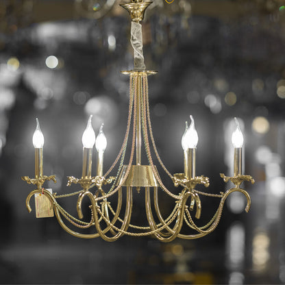 Rosalie Chandelier, 6 Lights, Metal, 65×65cm - Solitaire Gold-نجفة روزالي، 6 لمبة، معدن، 65×65 سم - سوليتير ذهبي