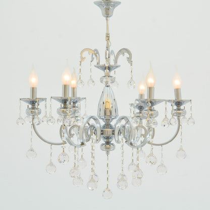 Adeline Chandelier, 6 Lights, Metal, 65×75cm - Silver-نجفة أديلين، 6 لمبة، معدن، 65×75 سم - فضي