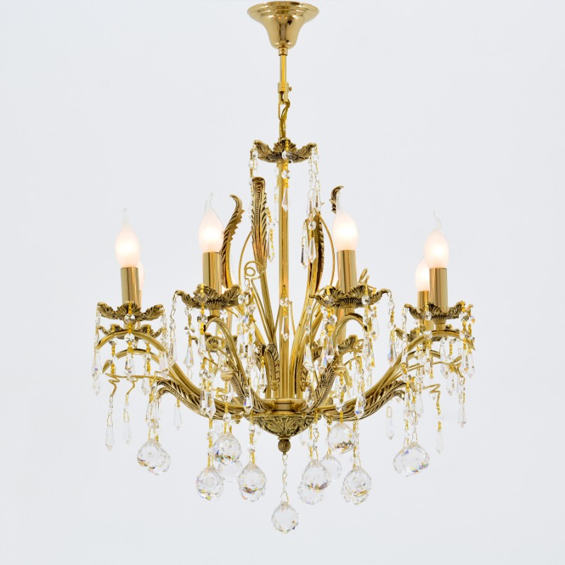 Celestia Chandelier, 8 Lights, Metal, 65×72cm - Solitaire Gold-نجفة سيليستيا، 8 لمبة، معدن، 65×72 سم - سوليتير ذهبي