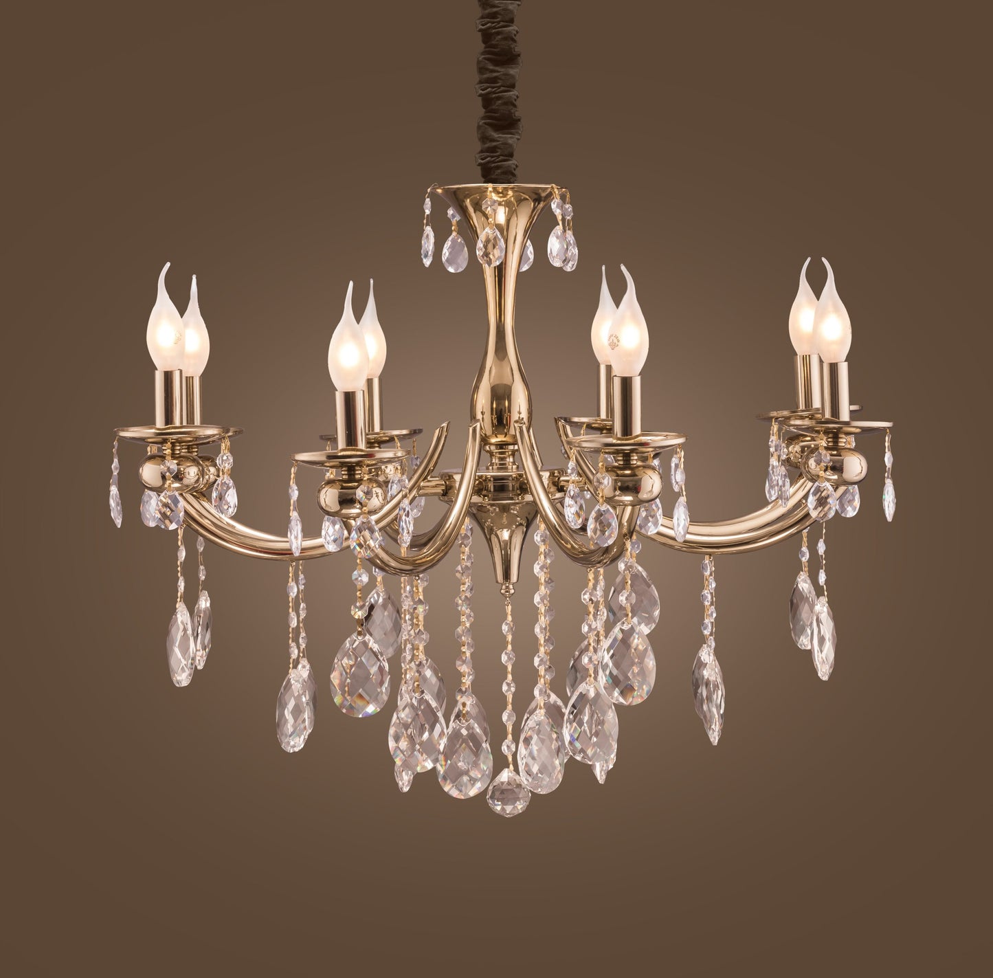 Masloub 5133 Solitaire Gold 8-Arm Chandelier