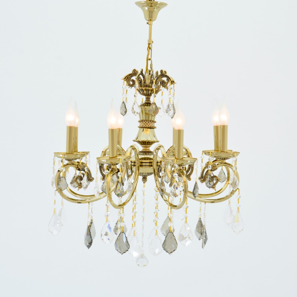 Nancy Chandelier, 8 Lights, Metal, 65×75cm - Solitaire Gold-نجفة نانسي، 8 لمبة، معدن، 65×75 سم - سوليتير ذهبي