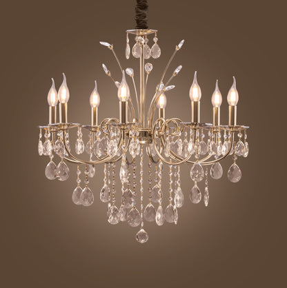 Gem Crystal Chandelier, 8 Lights, Stainless Steel, 70×70cm - Solitaire Gold
