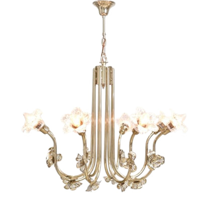 Striped 6-Light Rose Solitaire Gold Chandelier
