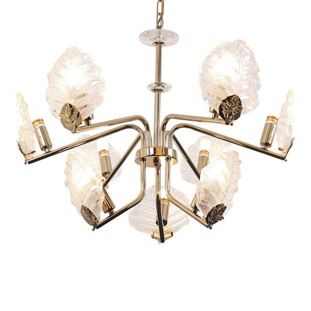 Ophelia Chandelier, 9 Lights, Metal, 65×60cm - Solitaire Gold-نجفة أوفيليا، 9 لمبة، معدن، 65×60 سم - سوليتير ذهبي