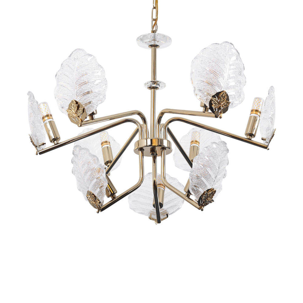 Ophelia Chandelier, 9 Lights, Metal, 65×60cm - Solitaire Gold-نجفة أوفيليا، 9 لمبة، معدن، 65×60 سم - سوليتير ذهبي