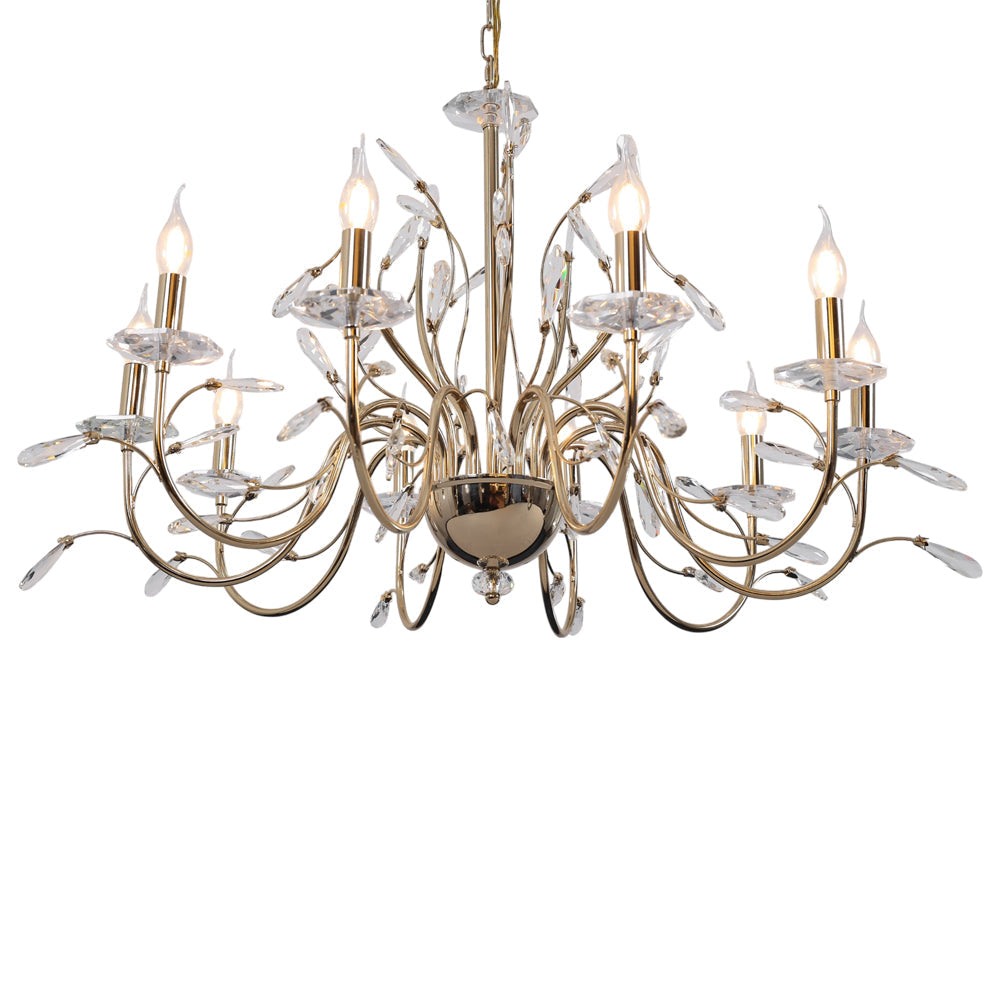 Seraphina Chandelier, 10 Lights, Metal, 96×90cm - Solitaire Gold-نجفة سيرافينا، 10 لمبة، معدن، 96×90 سم - سوليتير ذهبي