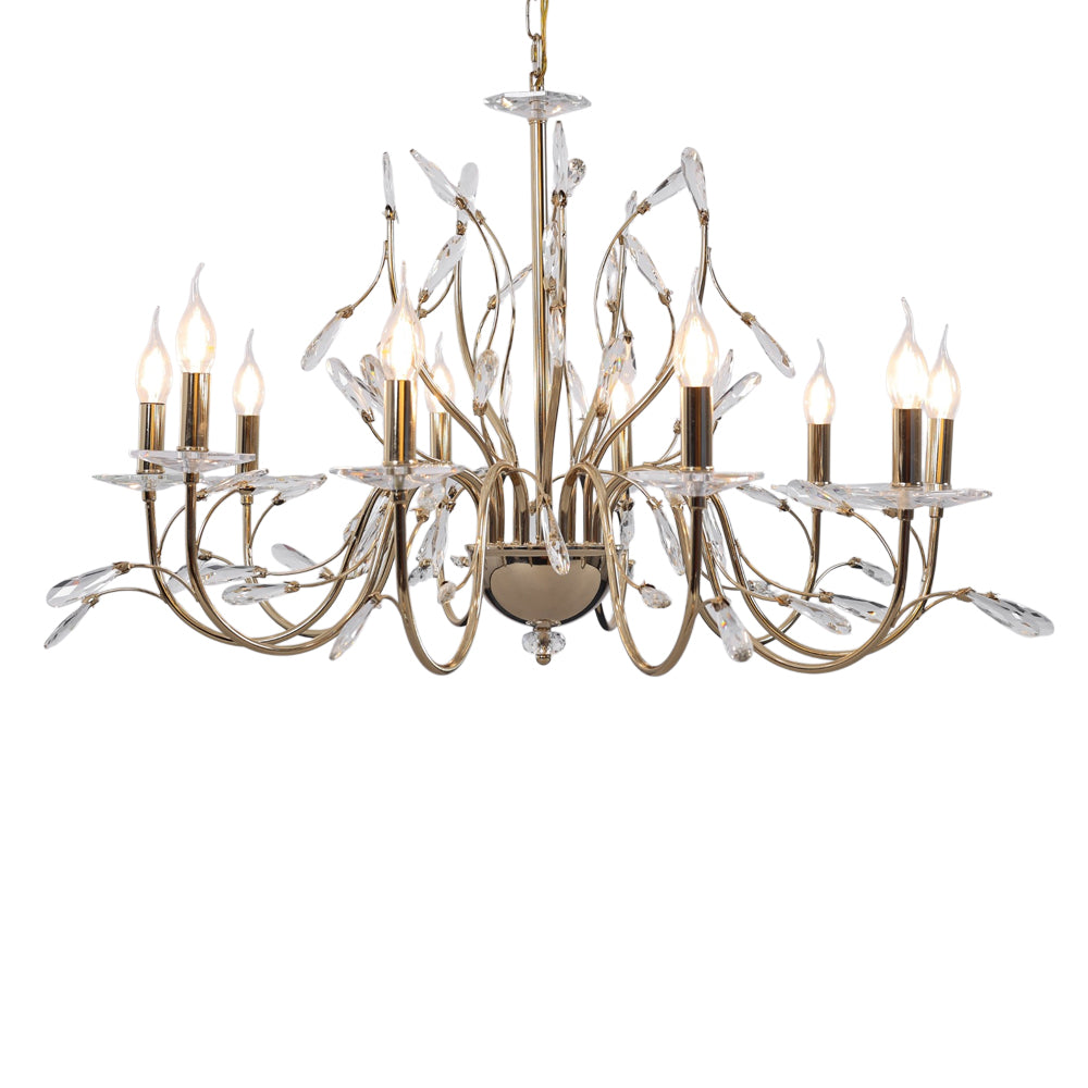 Seraphina Chandelier, 10 Lights, Metal, 96×90cm - Solitaire Gold-نجفة سيرافينا، 10 لمبة، معدن، 96×90 سم - سوليتير ذهبي