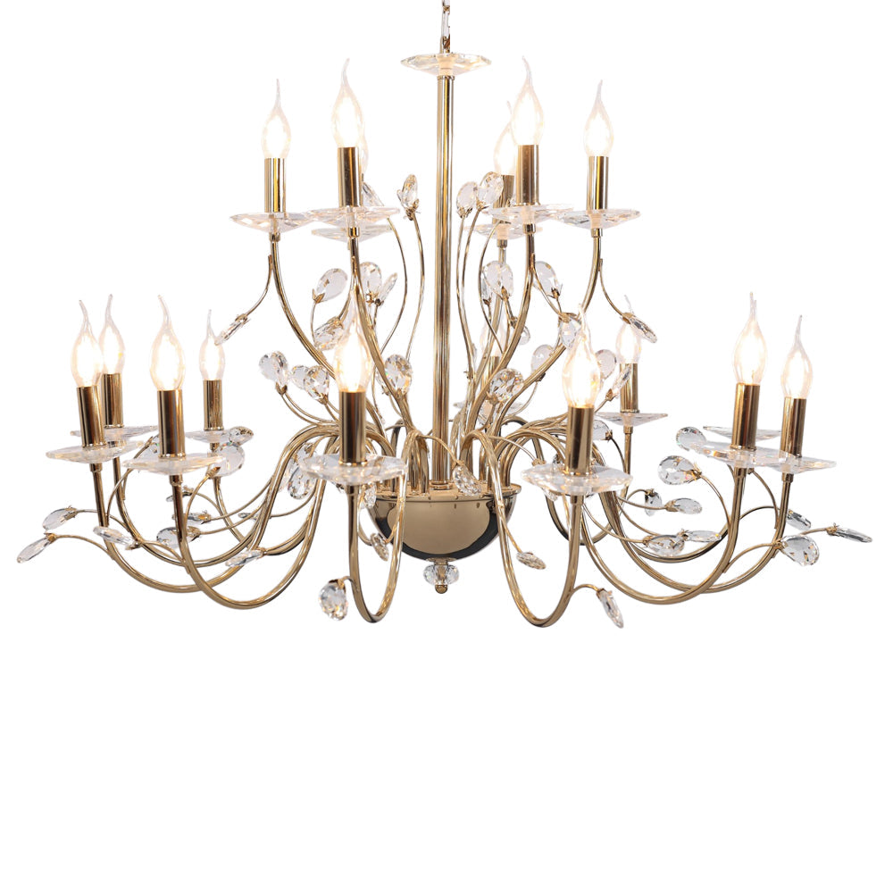 Seraphina Chandelier, 18 Lights, Metal, 95×75cm - Solitaire Gold-نجفة سيرافينا، 18 لمبة، معدن، 95×75 سم - سوليتير ذهبي