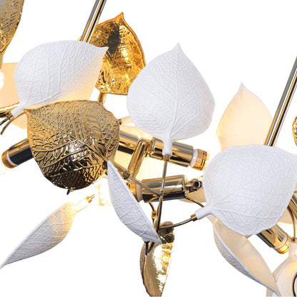 Leaves Chandelier, 8 Lights, Metal, 80×100cm, Solitaire Gold - 5796