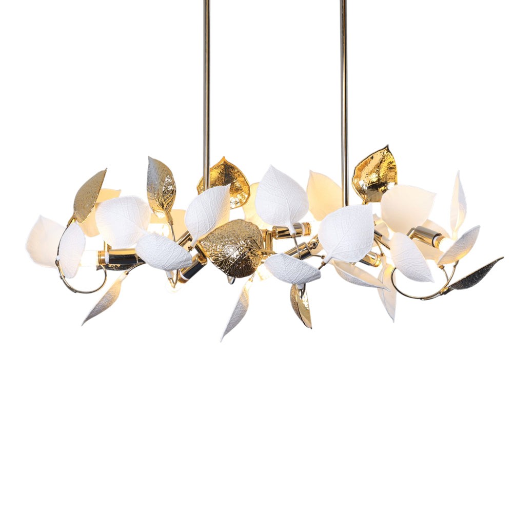 Leaves Chandelier, 8 Lights, Metal, 80×100cm, Solitaire Gold - 5796