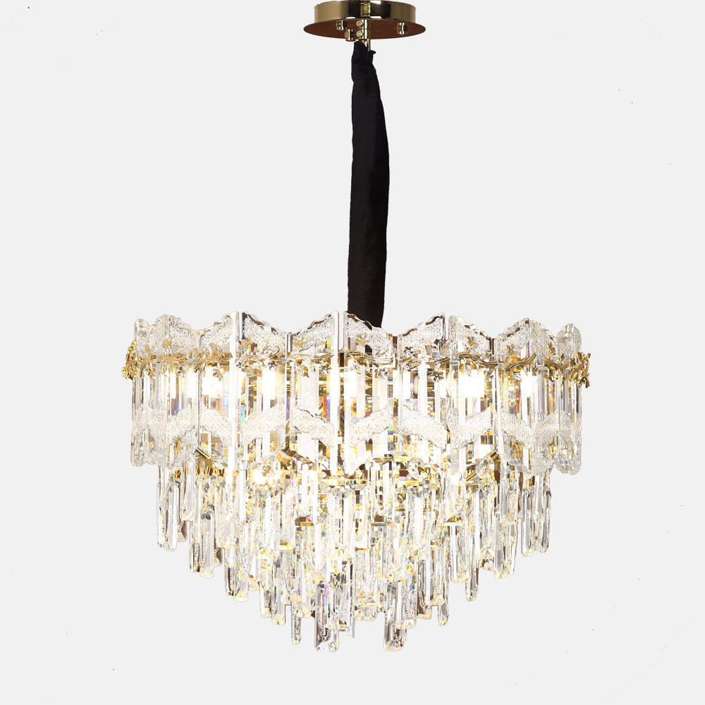 Corona Chandelier, 9 Lights, Metal, 50×70cm - Solitaire Gold