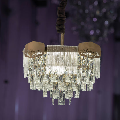 Beehive Chandelier, 8 Lights, Metal/Stainless Steel, 60×50cm - Solitaire Gold