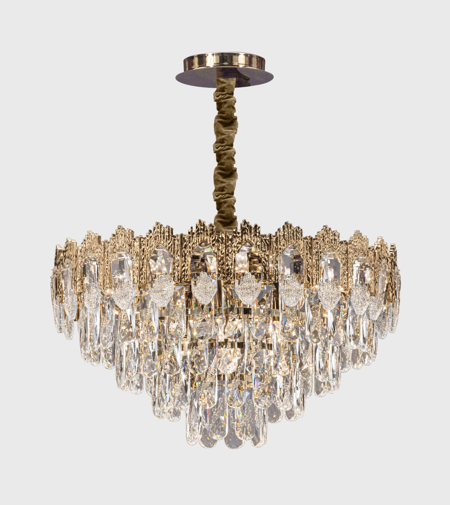 Crown Chandelier, 9 Lights, Metal/Stainless Steel, 50×60cm - Solitaire Gold
