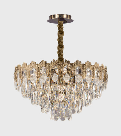 Crown Chandelier, 9 Lights, Metal/Stainless Steel, 50×60cm - Solitaire Gold