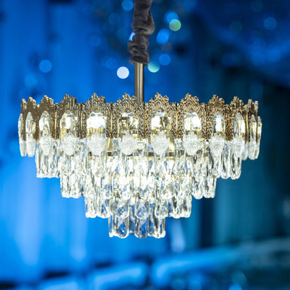 Crown Chandelier, 9 Lights, Metal/Stainless Steel, 50×60cm - Solitaire Gold
