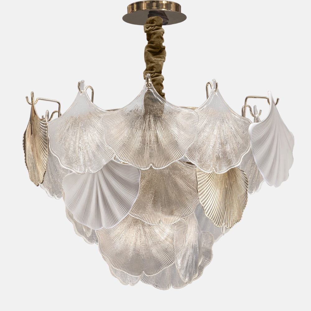 Ginko Chandelier, 9 Lights, Metal/Stainless Steel, 80×50cm - Solitaire Gold
