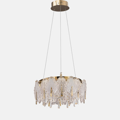 Porcelain Leafs led 50cm Solitaire Gold chandelier