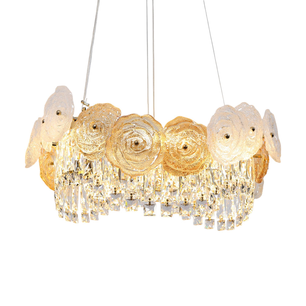 Elvina LED Chandelier, Stainless Steel, 50×60cm - Solitaire Gold-نجفة ليد إلفينا، استانلس ستيل، 50×60 سم - سوليتير ذهبي