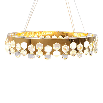 Cressida LED Chandelier, Stainless Steel, 50×60cm - Solitaire Gold-نجفة ليد كريسيدا، استانلس ستيل، 50×60 سم - سوليتير ذهبي
