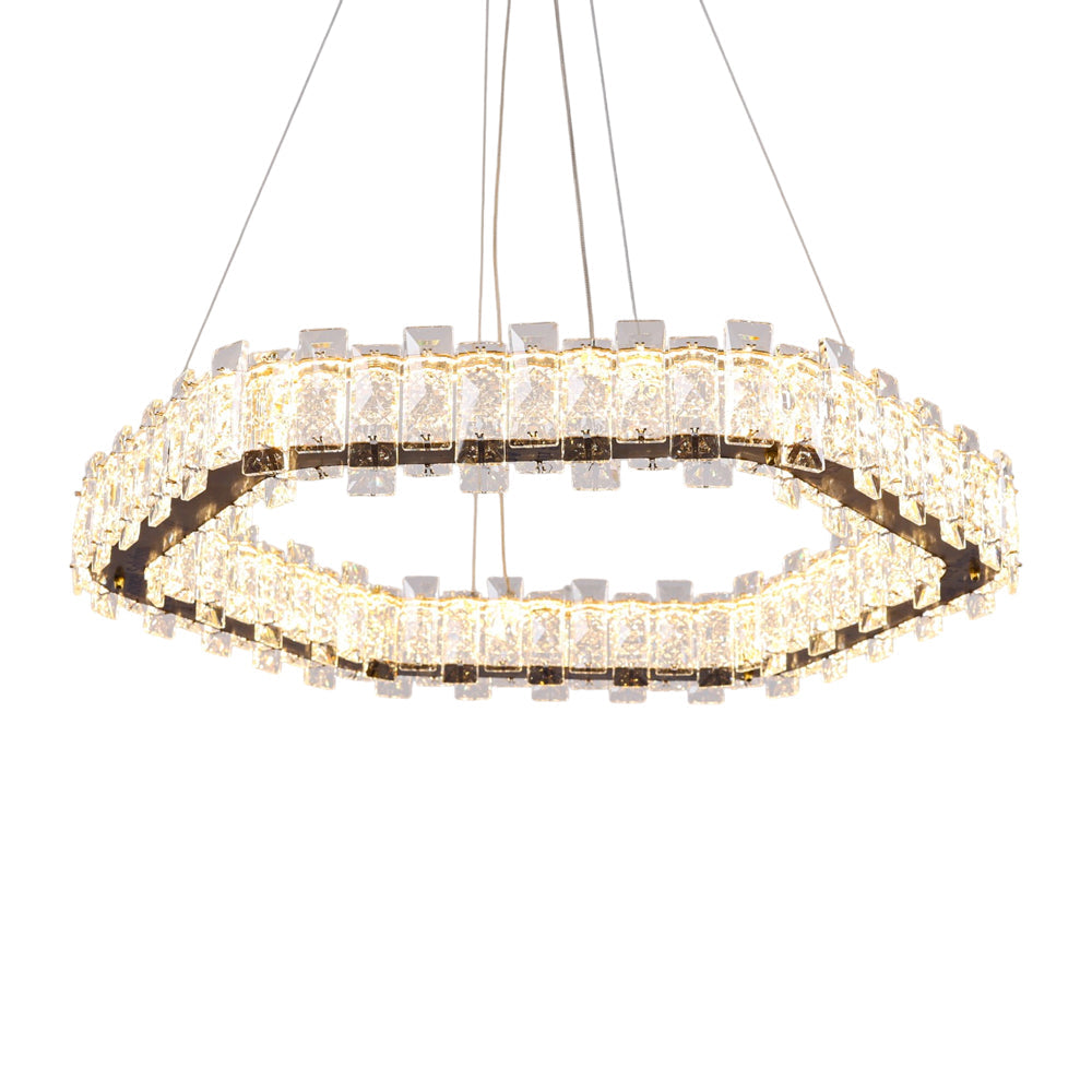 Lunessa LED Chandelier, Stainless Steel, 90×40×75cm - Solitaire Gold-نجفة ليد لونيسا، استانلس ستيل، 90×40×75 سم - سوليتير ذهبي