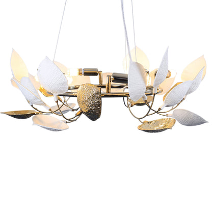 Leaves Wire Chandelier, 6 Lights, Metal, 60×60cm, Solitaire Gold - 5796