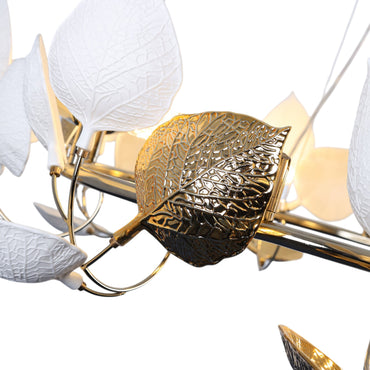 Leaves Wire Chandelier, 6 Lights, Metal, 60×60cm, Solitaire Gold - 5796