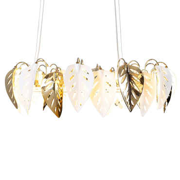 Leaves Wire Chandelier, LED Lights, Metal, 60×60cm, Solitaire Gold - 5799