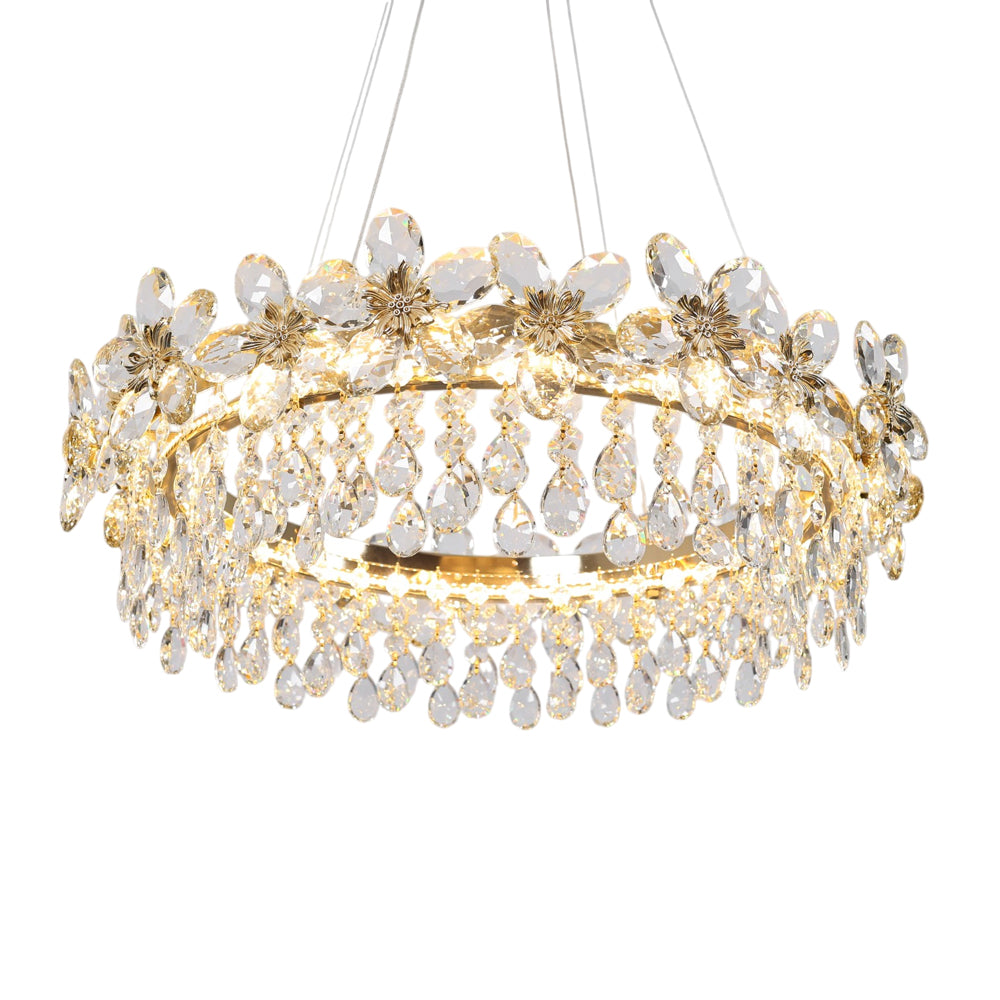 Roselle LED Chandelier, Stainless Steel, 60×70cm - Solitaire Gold-نجفة ليد روزيل، استانلس ستيل، 60×70 سم - سوليتير ذهبي