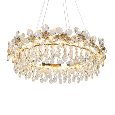 Roselle LED Chandelier, Stainless Steel, 60×70cm - Solitaire Gold-نجفة ليد روزيل، استانلس ستيل، 60×70 سم - سوليتير ذهبي