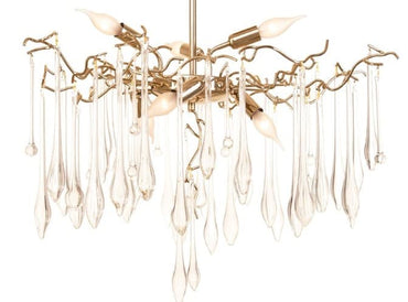Glass Branches Chandelier, 10 Lights, 70×70cm - Solitaire Gold
