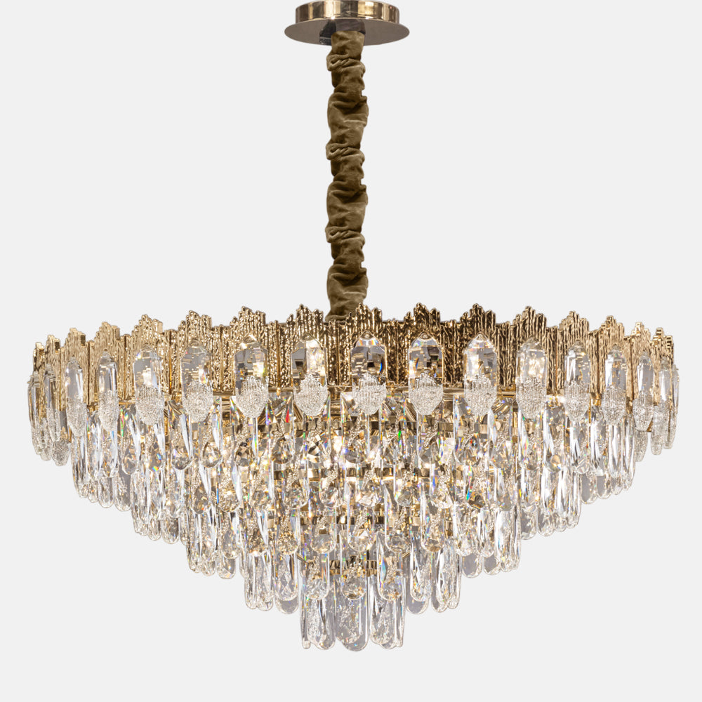 Crown Chandelier, 12 Lights, Metal/Stainless Steel, 70×65cm - Solitaire Gold