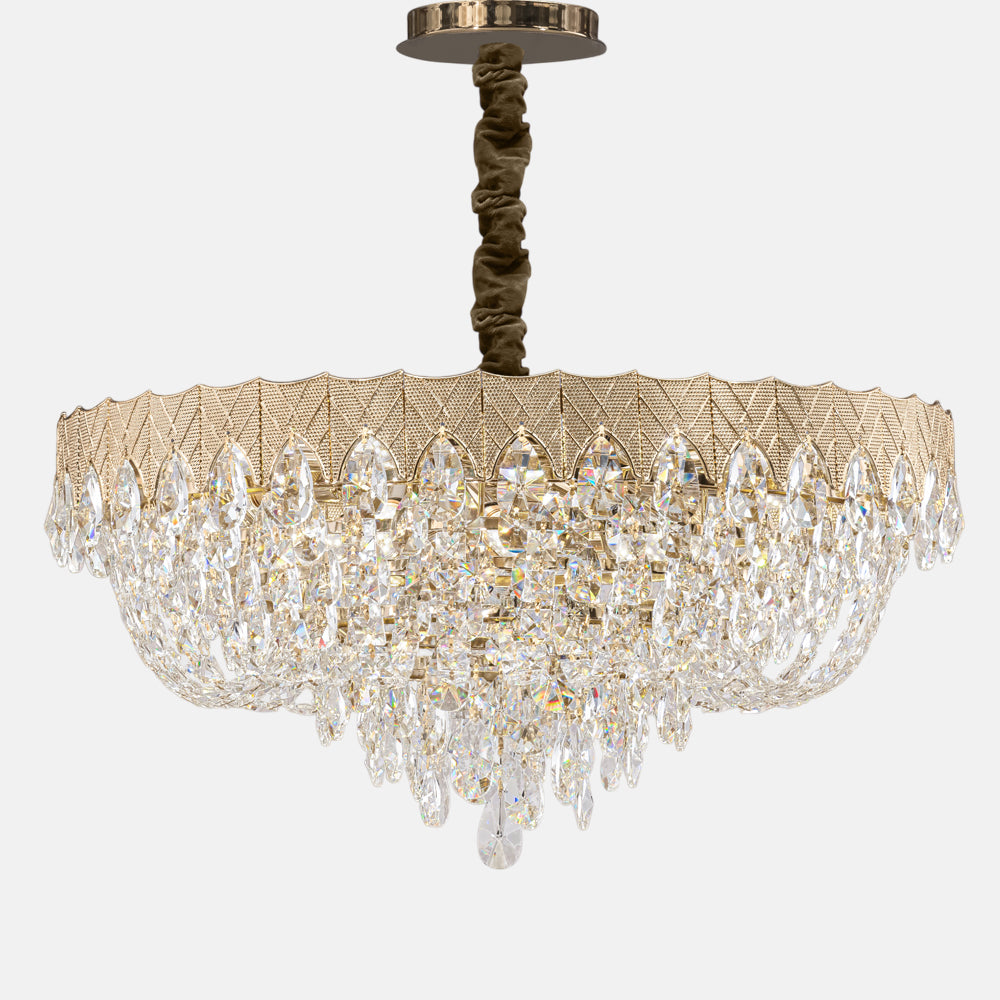 نجفة ملكية، معدن/ستانلس ستيل، 80×70 سم - سوليتير ذهبي