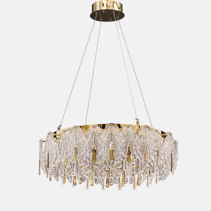 Porcelain Leafs led 70cm Solitaire Gold chandelier