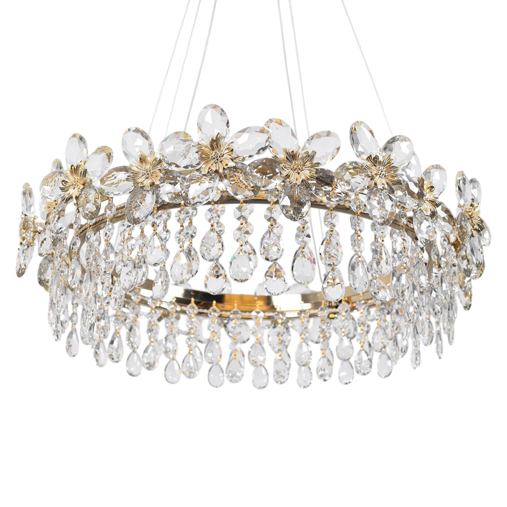 Roselle LED Chandelier, Stainless Steel, 70×80cm - Solitaire Gold-نجفة ليد روزيل، استانلس ستيل، 70×80 سم - سوليتير ذهبي