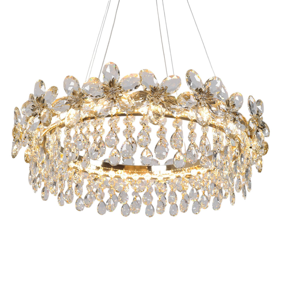 Roselle LED Chandelier, Stainless Steel, 70×80cm - Solitaire Gold-نجفة ليد روزيل، استانلس ستيل، 70×80 سم - سوليتير ذهبي
