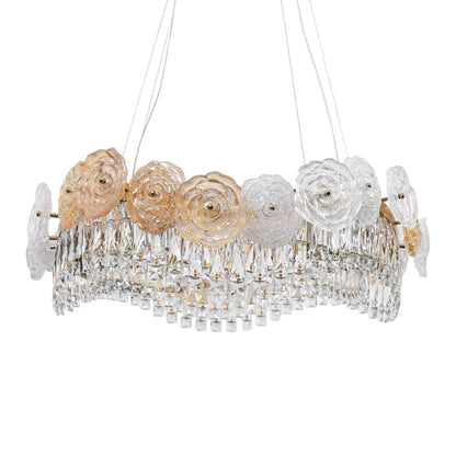 Elvina LED Chandelier, Stainless Steel, 70×80cm - Solitaire Gold-نجفة ليد إلفينا، استانلس ستيل، 70×80 سم - سوليتير ذهبي
