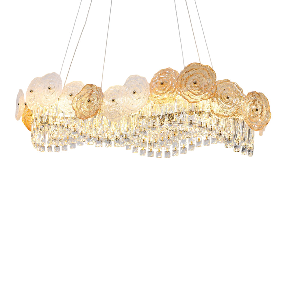 Elvina LED Chandelier, Stainless Steel, 70×80cm - Solitaire Gold-نجفة ليد إلفينا، استانلس ستيل، 70×80 سم - سوليتير ذهبي