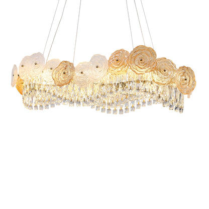 Elvina LED Chandelier, Stainless Steel, 70×80cm - Solitaire Gold-نجفة ليد إلفينا، استانلس ستيل، 70×80 سم - سوليتير ذهبي