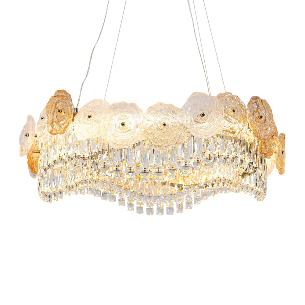Elvina LED Chandelier, Stainless Steel, 70×80cm - Solitaire Gold-نجفة ليد إلفينا، استانلس ستيل، 70×80 سم - سوليتير ذهبي