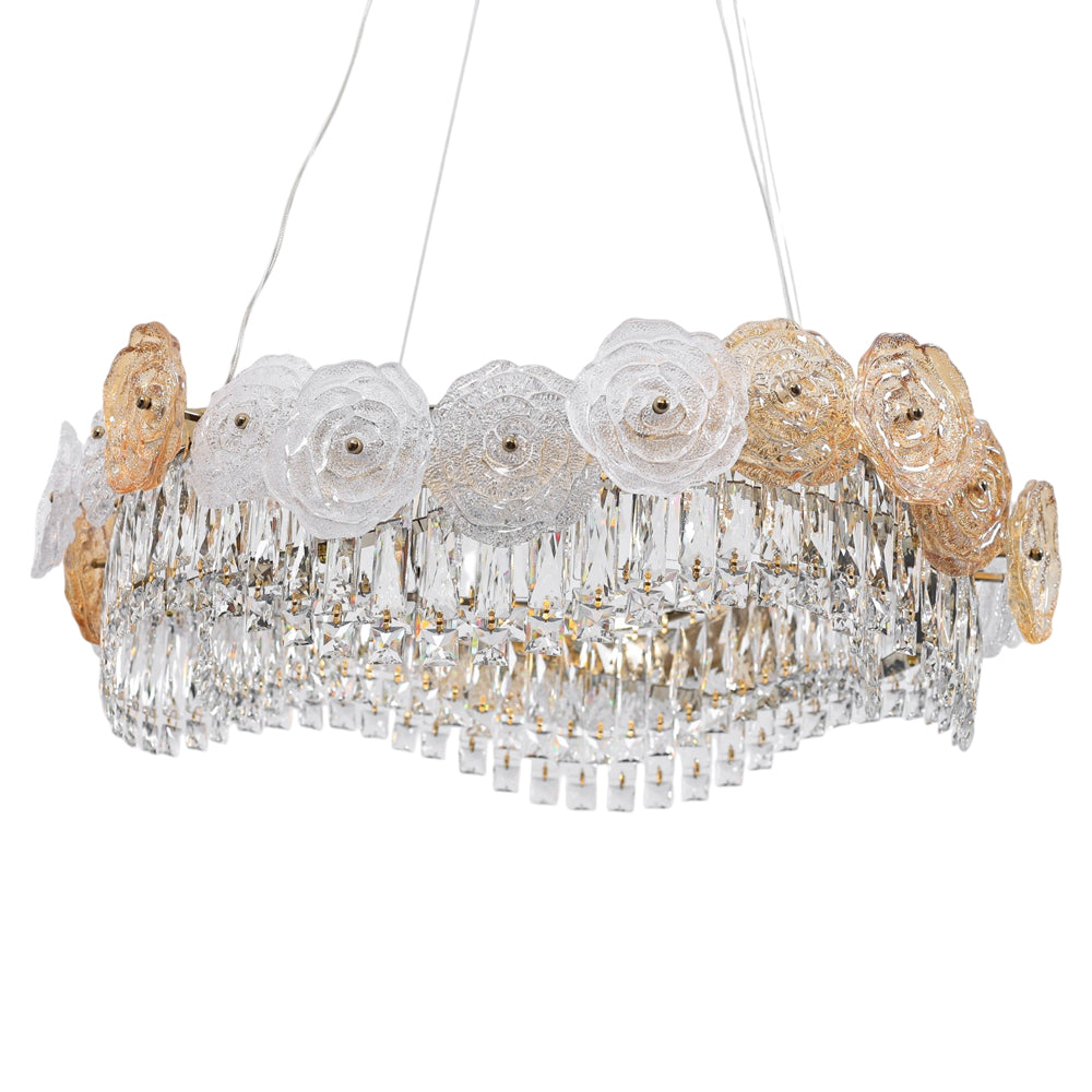 Elvina LED Chandelier, Stainless Steel, 70×80cm - Solitaire Gold-نجفة ليد إلفينا، استانلس ستيل، 70×80 سم - سوليتير ذهبي
