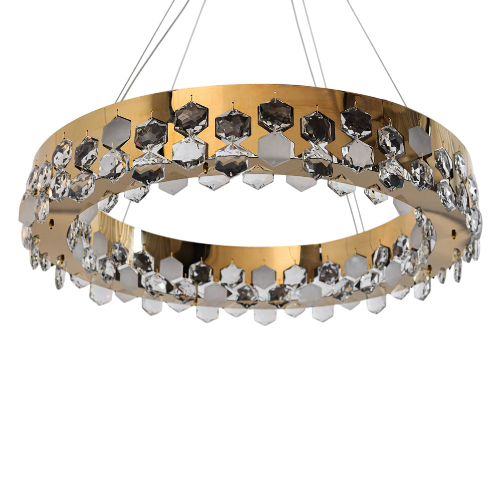 Cressida LED Chandelier, Stainless Steel, 70×70cm - Solitaire Gold-نجفة ليد كريسيدا، استانلس ستيل، 70×70 سم - سوليتير ذهبي